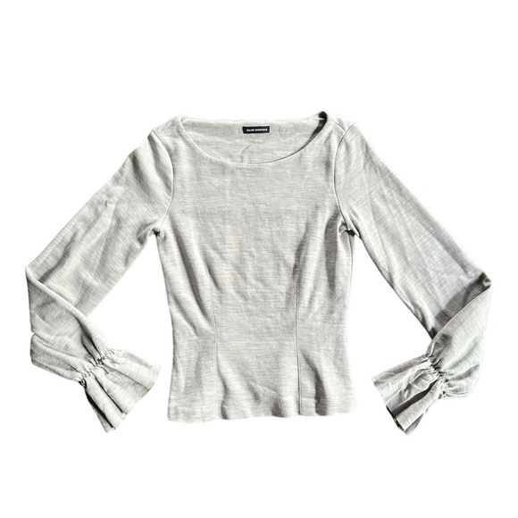 Club Monaco Womens Reeta Space Dye Grey Bell Sleeve Wool LS Sweater Top Sz XS - Picture 2 of 6